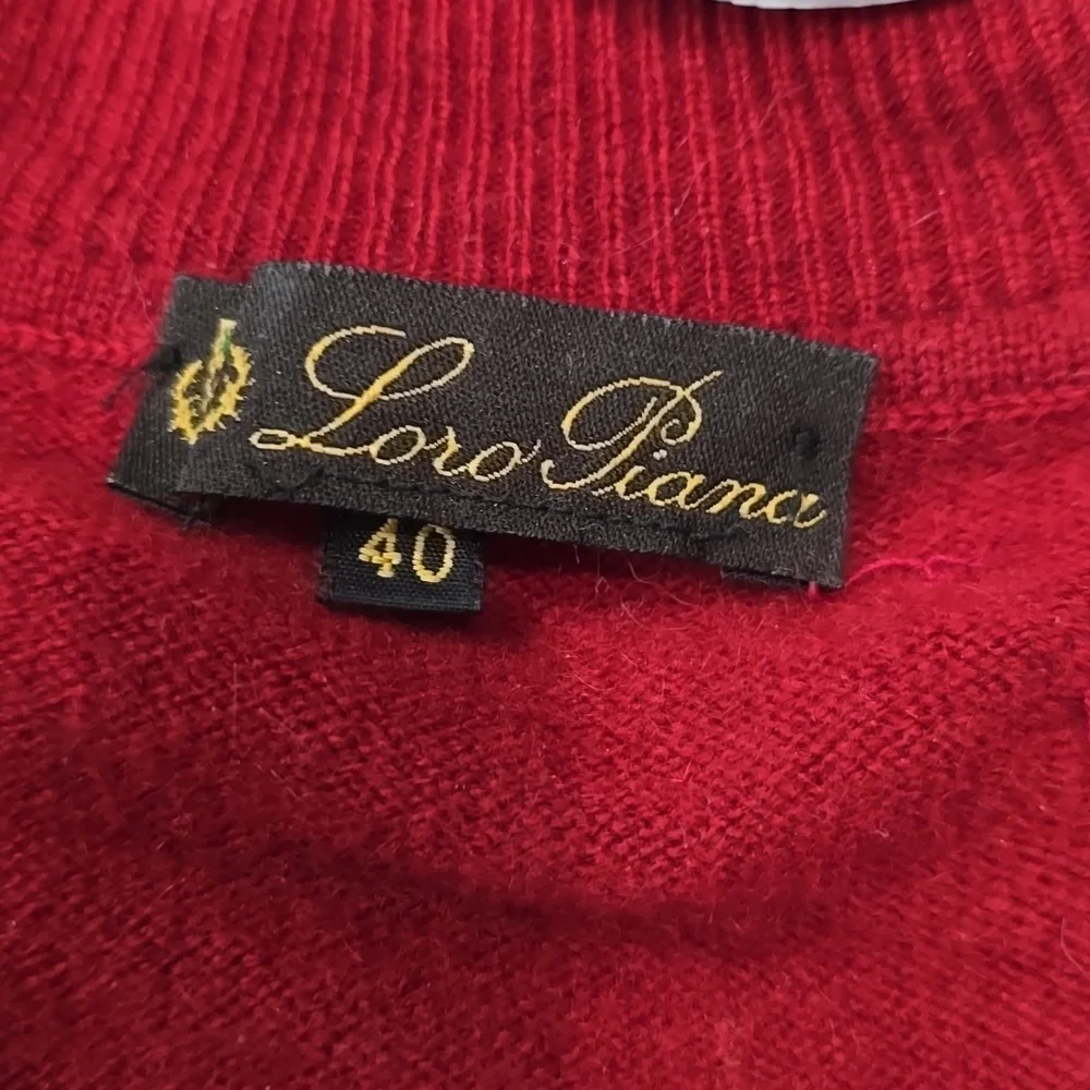 Loro piana sz 40 red polo cashmere short sleeve sweater w flaw